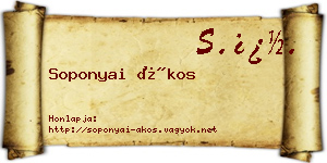 Soponyai Ákos névjegykártya